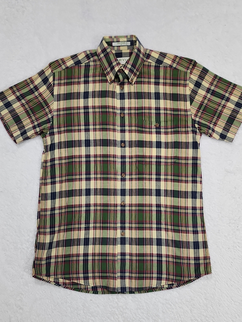 Orvis 100% Cotton Short Sleeve Plaid Button Down Shirt